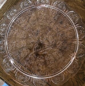 Depression glass cake plate Cherry Blossom